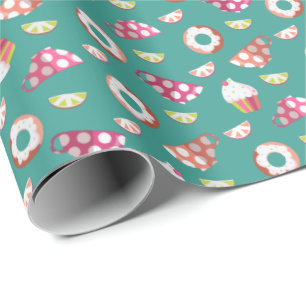 Papel De Regalo Polka Dot Cups Donuts Lemons Grapefruits