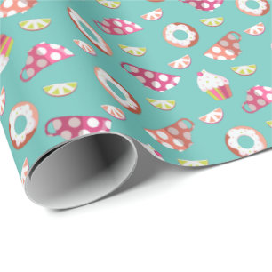 Papel De Regalo Polka Dot Cups Donuts Lemons Grapefruits