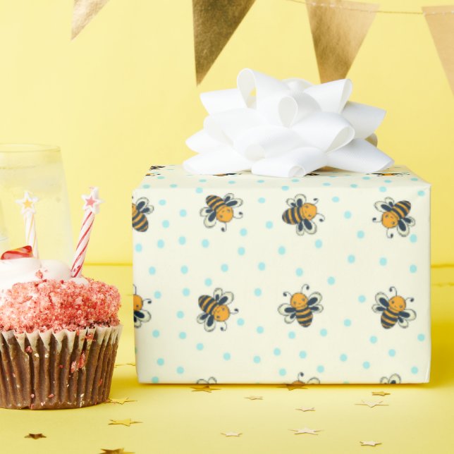 Papel De Regalo Polka Dot Honey Beis Antiguo Blanco (Fiesta de cumpleaños )