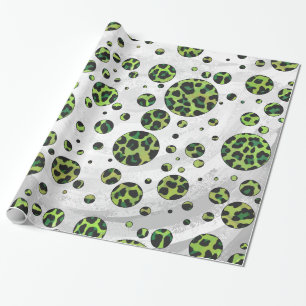 Papel De Regalo Polka Dot Leopardo Negro y Verde