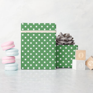 Papel De Regalo Polka Dot White Green