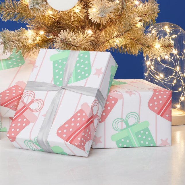 Papel De Regalo Polka DotGreen y Pink Presents (Vacaciones)