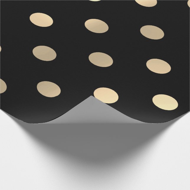 Papel De Regalo Polka Dots Black Minimal Champaigne Gold (Esquina)
