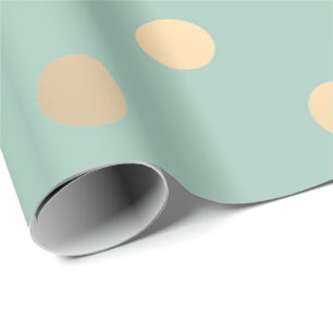 Papel De Regalo Polka Dots Mint Pastel verde Foxier Oro Marfil