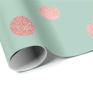 Papel De Regalo Polka Dots Mint Pastel verde Peach Gold Rosa