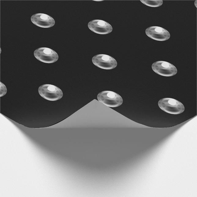 Papel De Regalo Polka Dots Pearls Black Silver Gray 3D Efecto (Esquina)