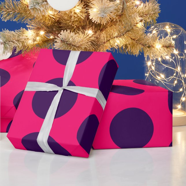 Papel De Regalo Polka Dots purple hot pink birthday (Vacaciones)