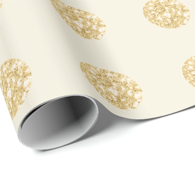 Papel De Regalo Polka Dots Purpurina Creamy Spark Bridal Champaign (Esquina del rollo)