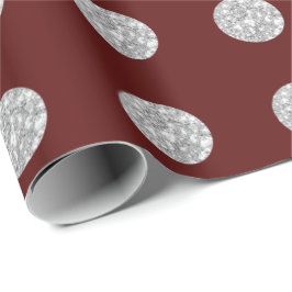 Papel De Regalo Polka Dots Purpurina Gris gris plateado Borgoña Ma