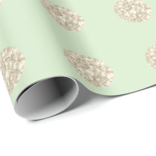 Papel De Regalo Polka Dots Purpurina Sparkly Mint Pastel verde Mar