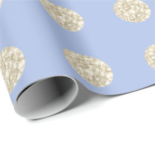 Papel De Regalo Polka Dots Purpurina Sparkly Pastel Marfil Azul