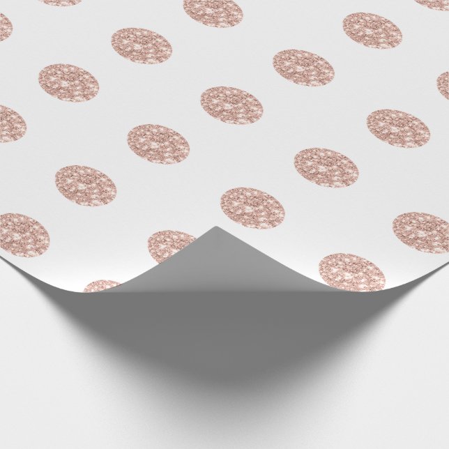 Papel De Regalo Polka Dots Purpurina White Spark Gold Bridal Boda (Esquina)