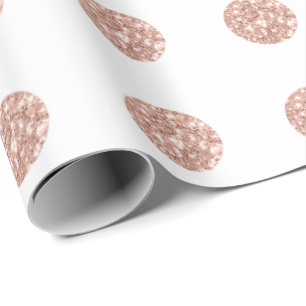 Papel De Regalo Polka Dots Purpurina White Spark Pink Bridal Rubor
