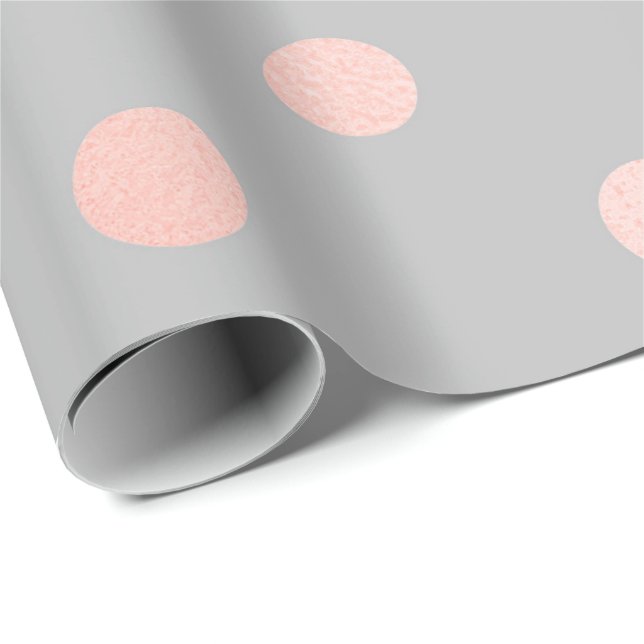 Papel De Regalo Polka Dots Rubor Rosa Peach Gray Minimal Elegante (Esquina del rollo)
