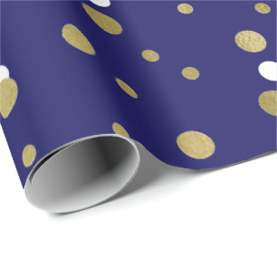 Papel De Regalo Polka Golden Tiny Dots Confetti Blue Navy Nautical