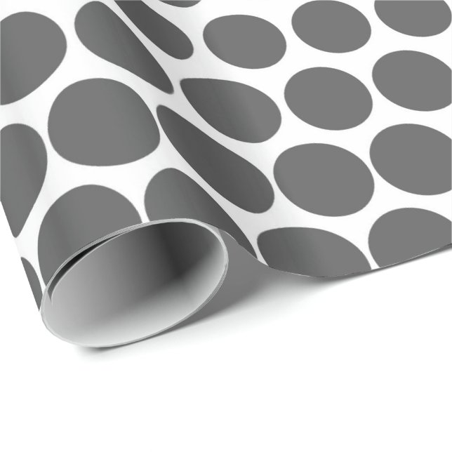 Papel De Regalo Polka gris punto blanco moderno (Esquina del rollo)