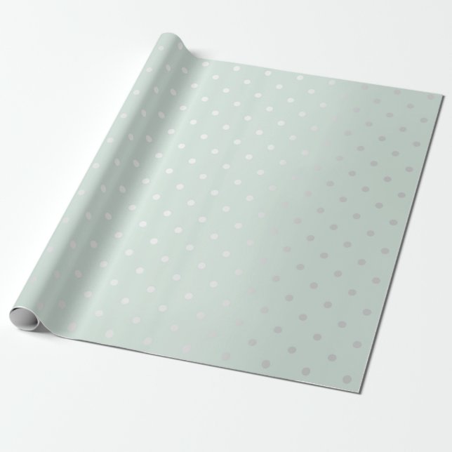 Papel De Regalo Polka Pequeños Puntos Pequeños Gris Azul Tiffany A (Desenrollado)