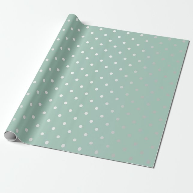 Papel De Regalo Polka pequeños puntos pequeños, pasta verde mint g (Desenrollado)