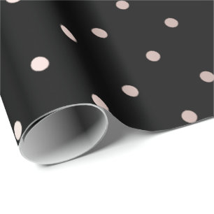 Papel De Regalo Polka Pequeños puntos Rayas Negro Polvo Pastel ros