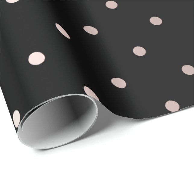 Papel De Regalo Polka Pequeños puntos Rayas Negro Polvo Pastel ros (Esquina del rollo)
