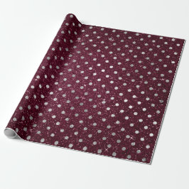 Papel De Regalo Polka Plateado Dots Gray Purpurina Beet Burgundy