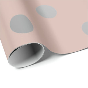 Papel De Regalo Polka puntos pequeños en polvo rosa Rubor Gris pla