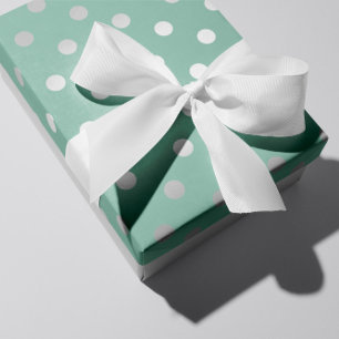 Papel De Regalo Polka puntos pequeños Mint Pastel verde gris plate