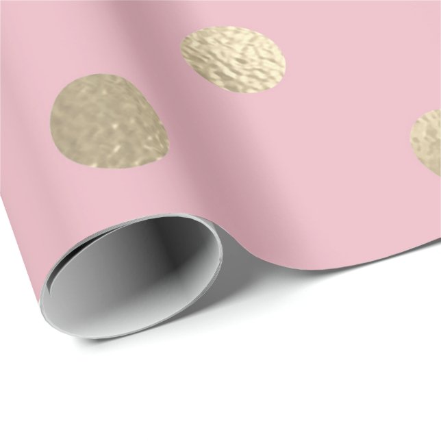 Papel De Regalo Polka puntos pequeños Polvo Polvo Pastel rosado de (Esquina del rollo)