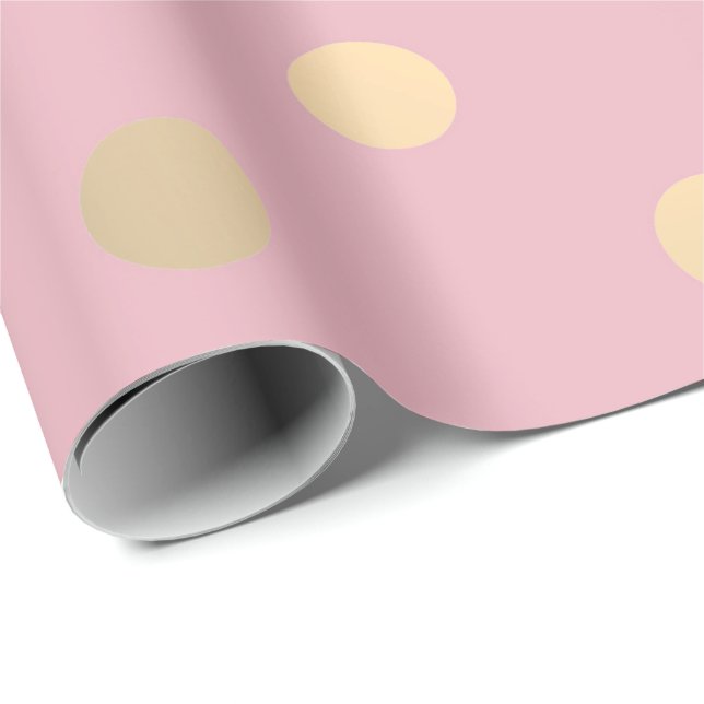 Papel De Regalo Polka puntos pequeños Polvo Polvo Pastel rosado de (Esquina del rollo)