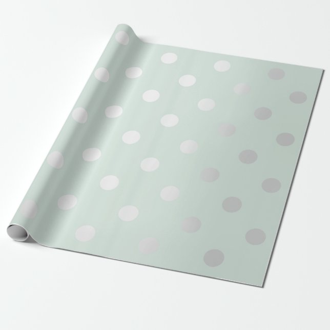 Papel De Regalo Polka puntos pequeños Tiffany Aqua Mint Gris plate (Desenrollado)