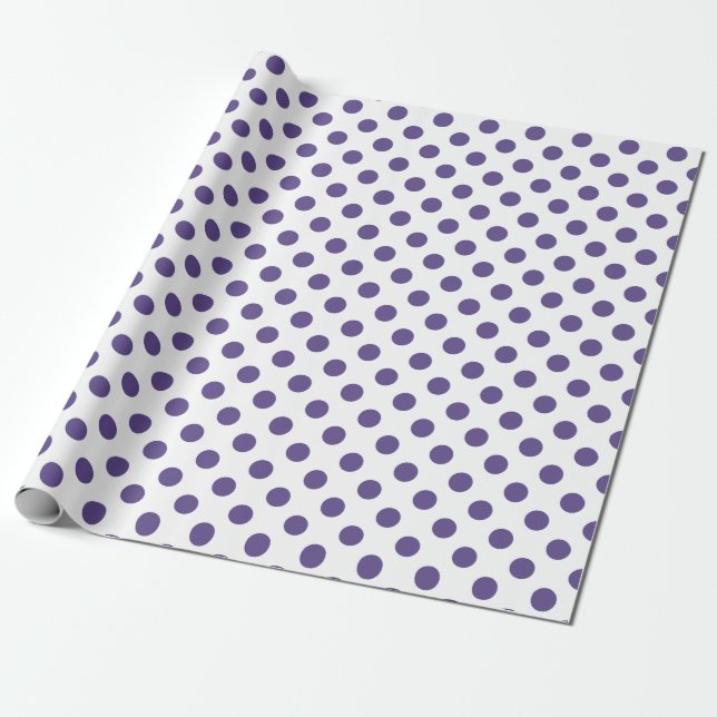 Papel De Regalo Polka ultravioleta sobre blanco (Desenrollado)