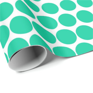 Papel De Regalo Polka verde caribeño blanco moderno