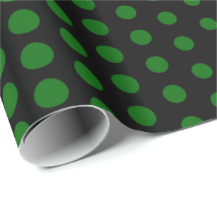 Papel De Regalo Polka verde punto moderno negro