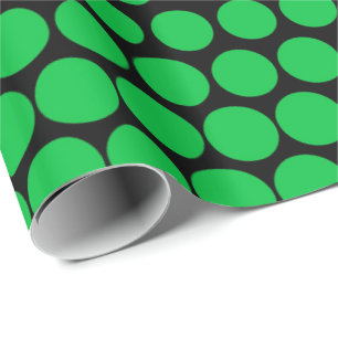 Papel De Regalo Polka verde punto moderno negro