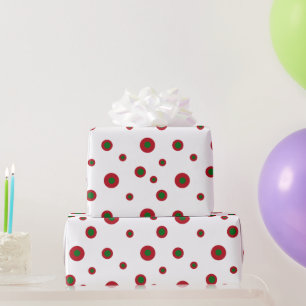 Papel De Regalo Polka verde rojo puntos Círculo geométrico amarill
