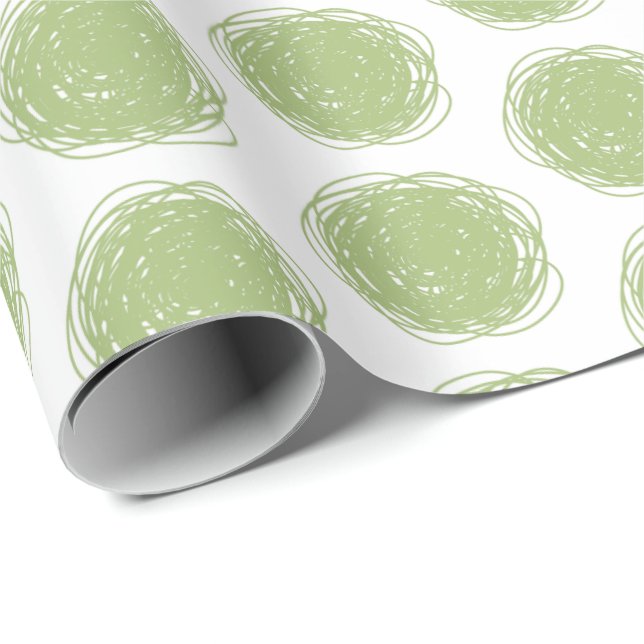 Papel De Regalo Polka verde y blanco rescata (Esquina del rollo)