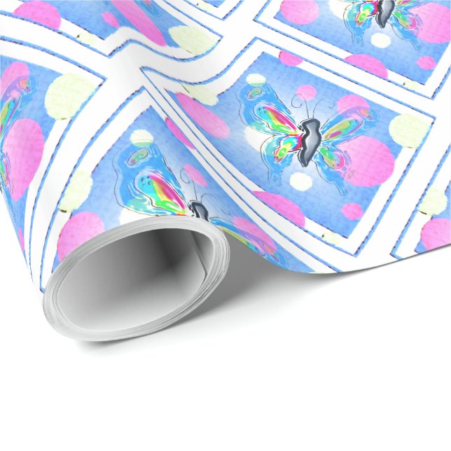 Papel De Regalo Polkadots y mariposas (Esquina del rollo)