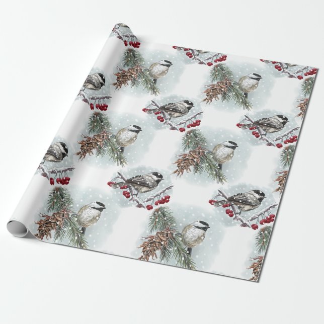 Papel De Regalo Pollitos de invierno, Navidades de la granja Water (Desenrollado)