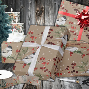 Papel De Regalo Pollitos de Kraft negro y pollitos rojos Ilex Berr