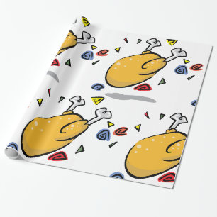 Papel De Regalo Pollo Asado de Dibujos Animados Divertido que se C