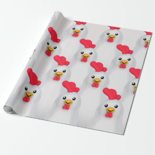 Papel De Regalo Pollo blanco y gallo blanco