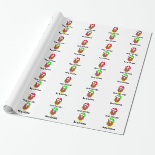 Papel De Regalo Pollo de dibujos animados con sombrero de Santa