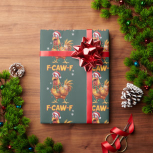 Papel De Regalo Pollo de Navidad gritando gallo F divertido F Caw 