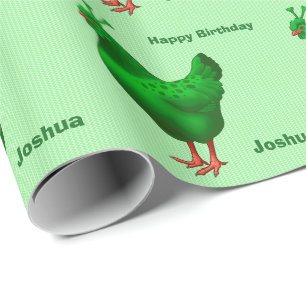 Papel De Regalo Pollo extranjero marciano verde divertido