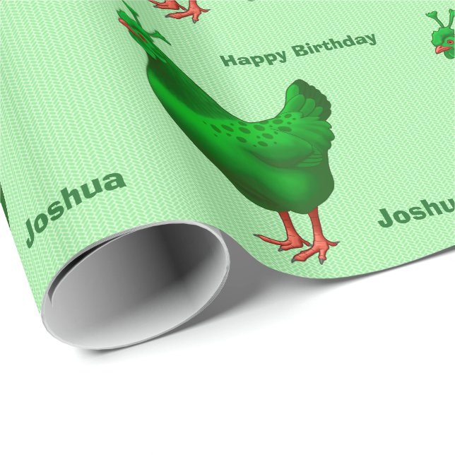 Papel De Regalo Pollo extranjero marciano verde divertido (Esquina del rollo)