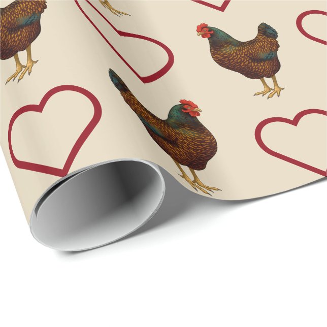 Papel De Regalo Pollo Hen de Barnevelder Marrón (Esquina del rollo)