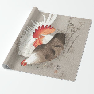 Papel De Regalo Pollo y Gallo de Ohara Koson