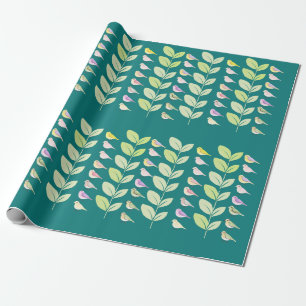 Papel De Regalo Pollos acuarelas y hojas