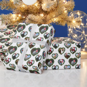 Papel De Regalo Pollos Corona de Corazón Navidad