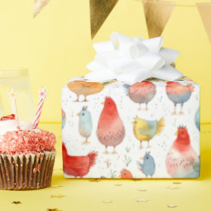 Papel De Regalo Pollos de granja